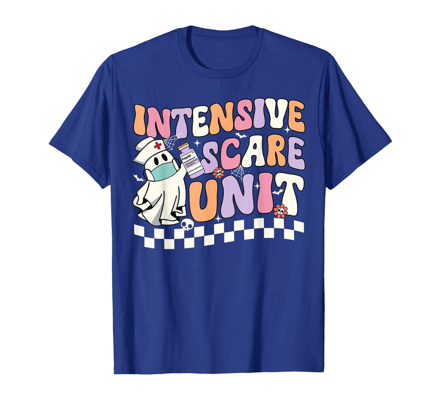 Intensive Scare Unit Nurse Halloween ICU Nurse Ghost Retro T-Shirt