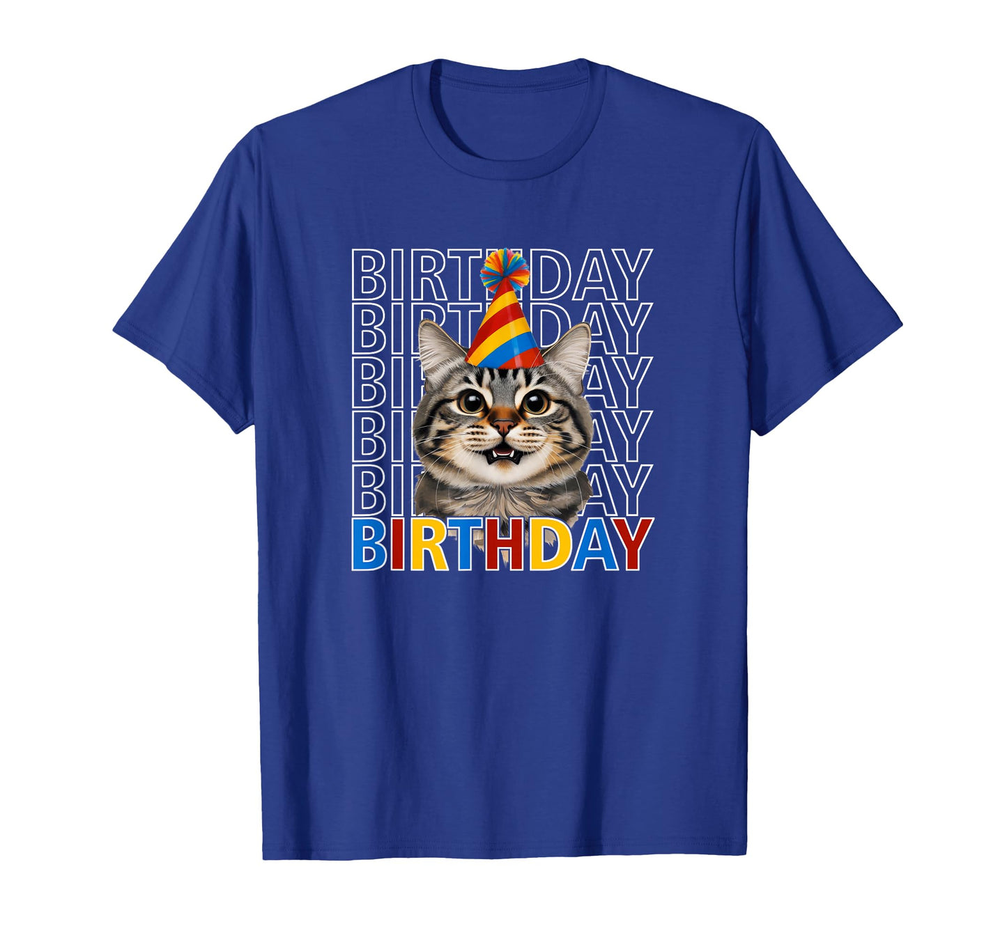 Cute Birthday Cat - Kitty Wearing a Party Hat T-Shirt