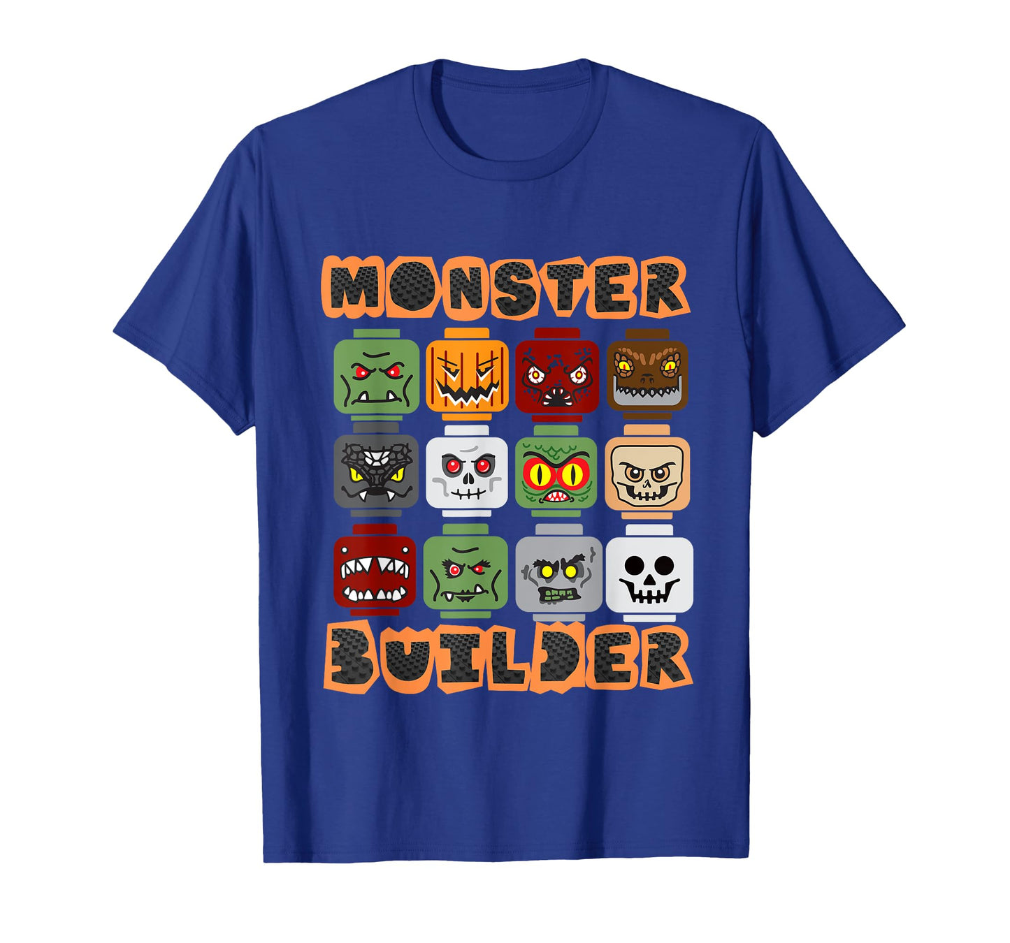 Halloween Building Bricks Monster Builder Brick Head Funny T-Shirt