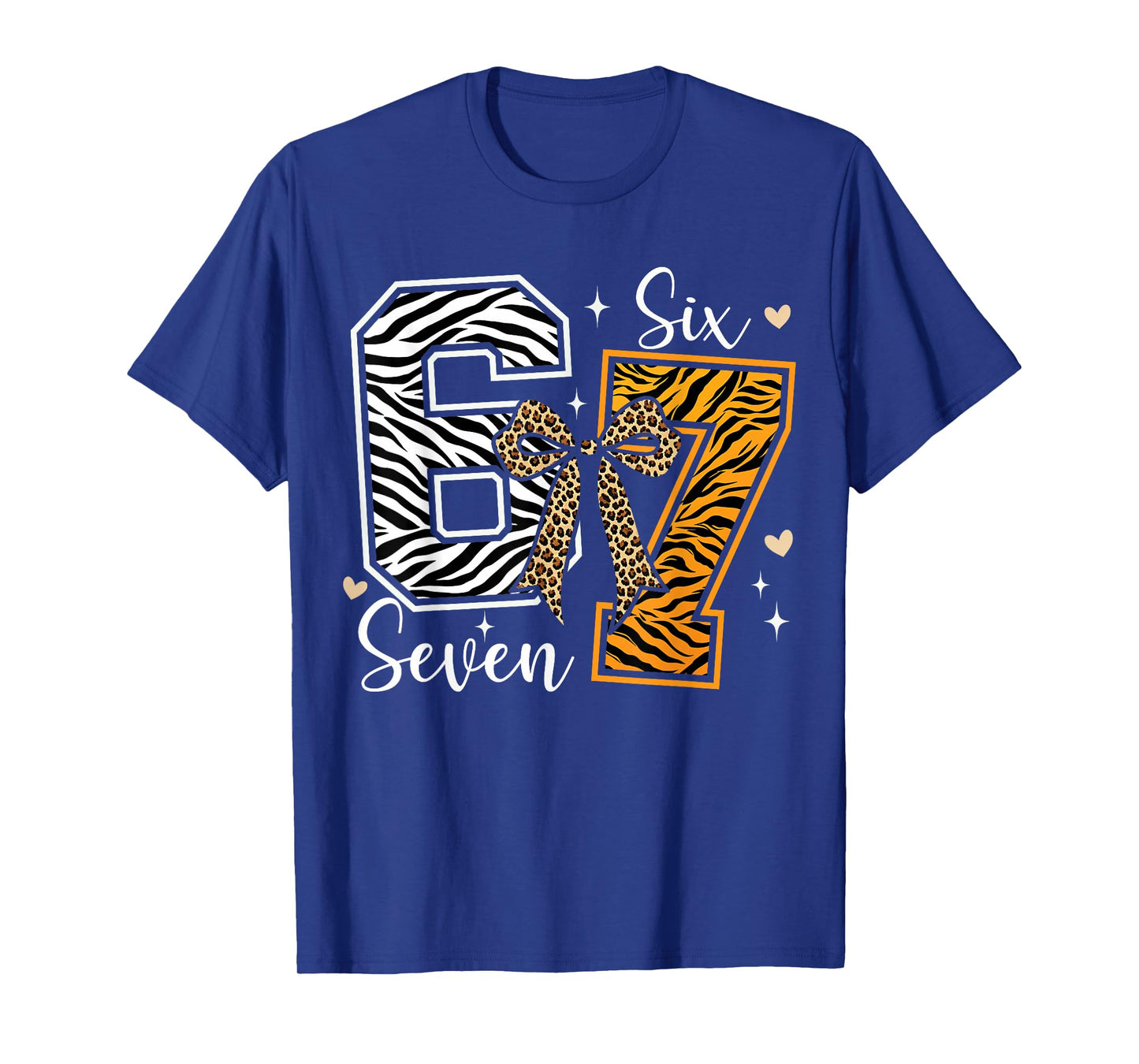 Girls Animal Print Clothes Six Seven Kids 67 Meme Zoo T-Shirt