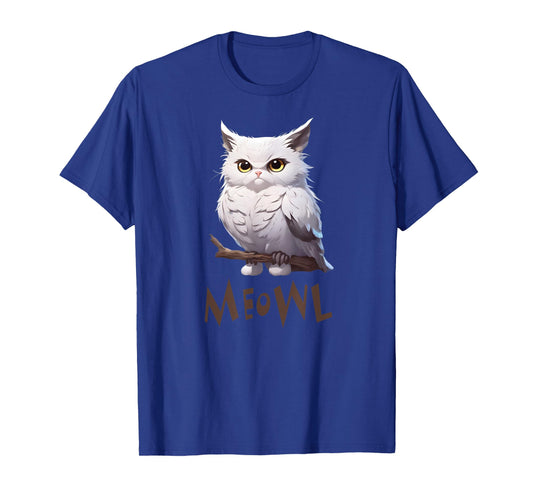 Meowl - Funny Meow Cat Owl Brainrot Meme Teen Kids Gaming T-Shirt