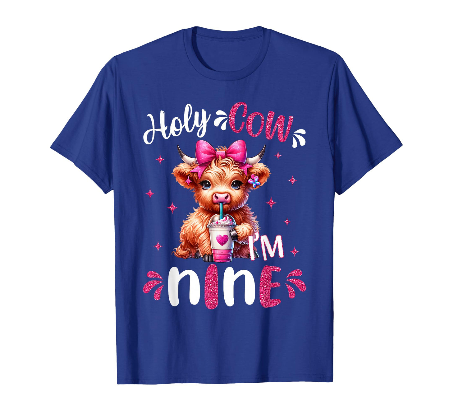 Holy Cow I'm Nine 9 Years Old Girl It's My 9th Birthday T-Shirt