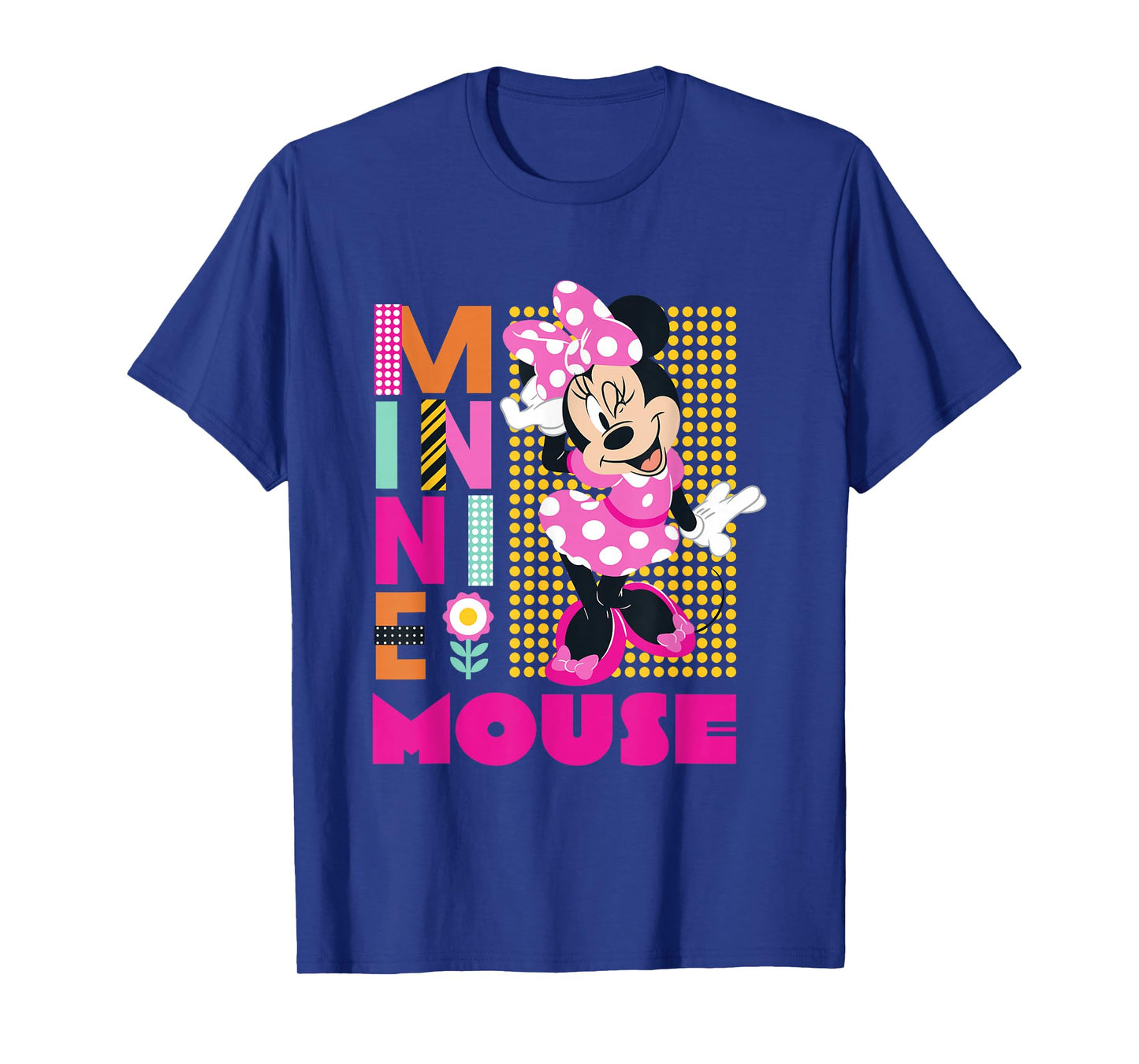 Disney Minnie Mouse Smiling Polka Dot Retro Logo Stack T-Shirt