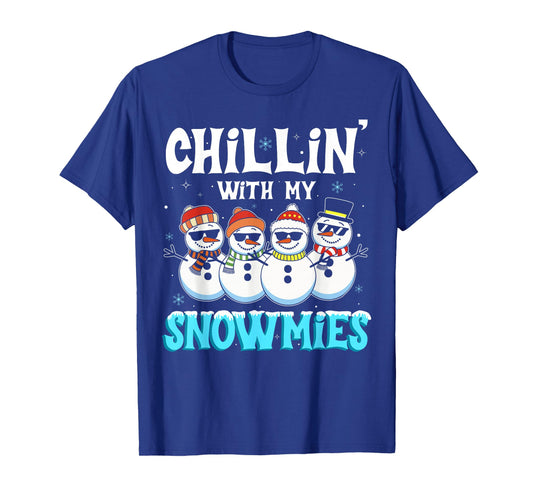 Chillin with My Snowmie Women Christmas Snowman Teacher Snow T-Shirt
