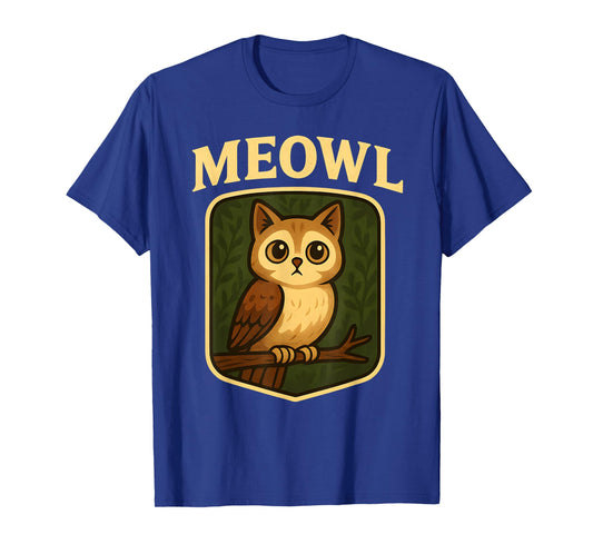Meowl - Funny Meow Cat Owl Brainrot Meme Teen Kids Gaming T-Shirt