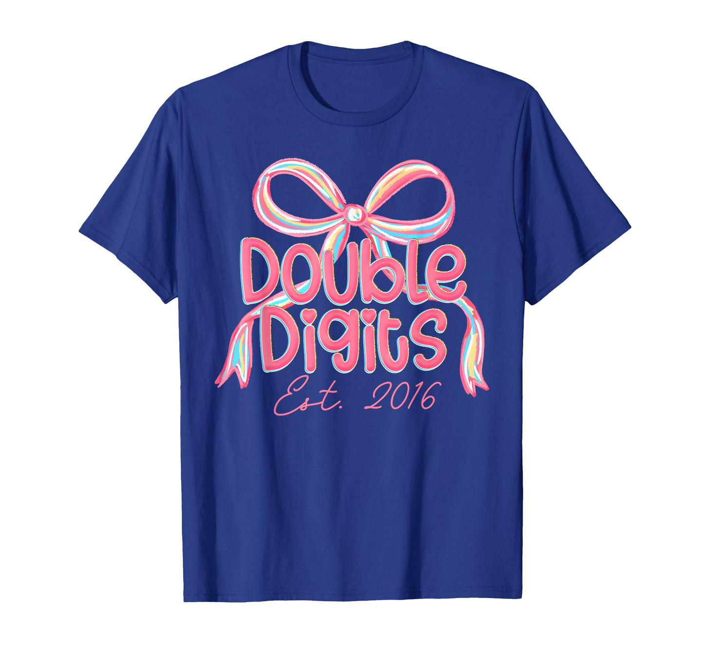 Preppy Double Digits Est 2016 Coquette Pink Birthday Girl T-Shirt