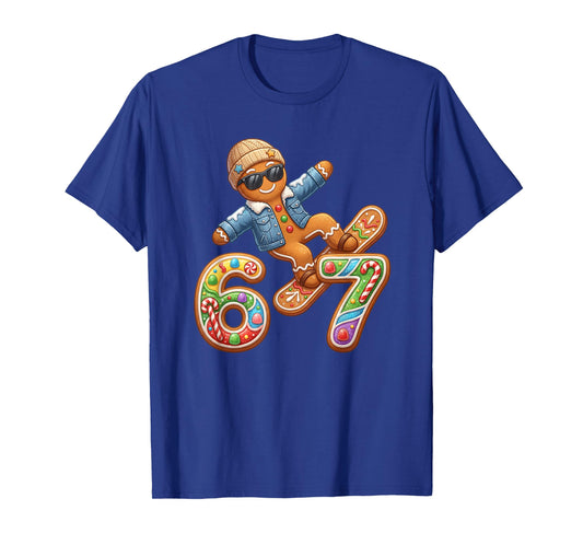 Funny Gingerbread Six Seven 67 Ice Cream Drip Christmas Boys T-Shirt