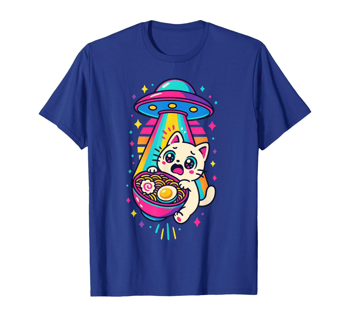 Funny Kawaii Cat Ramen UFO Japanese Anime Women Girls Teens T-Shirt