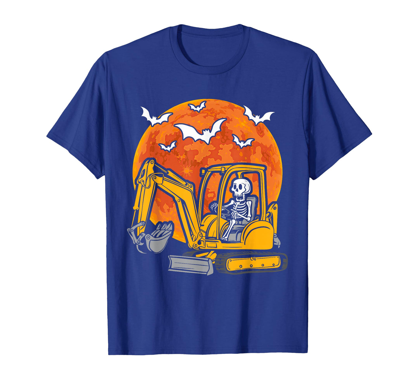 Skeleton Driving Truck Excavator Halloween Construction Kids T-Shirt
