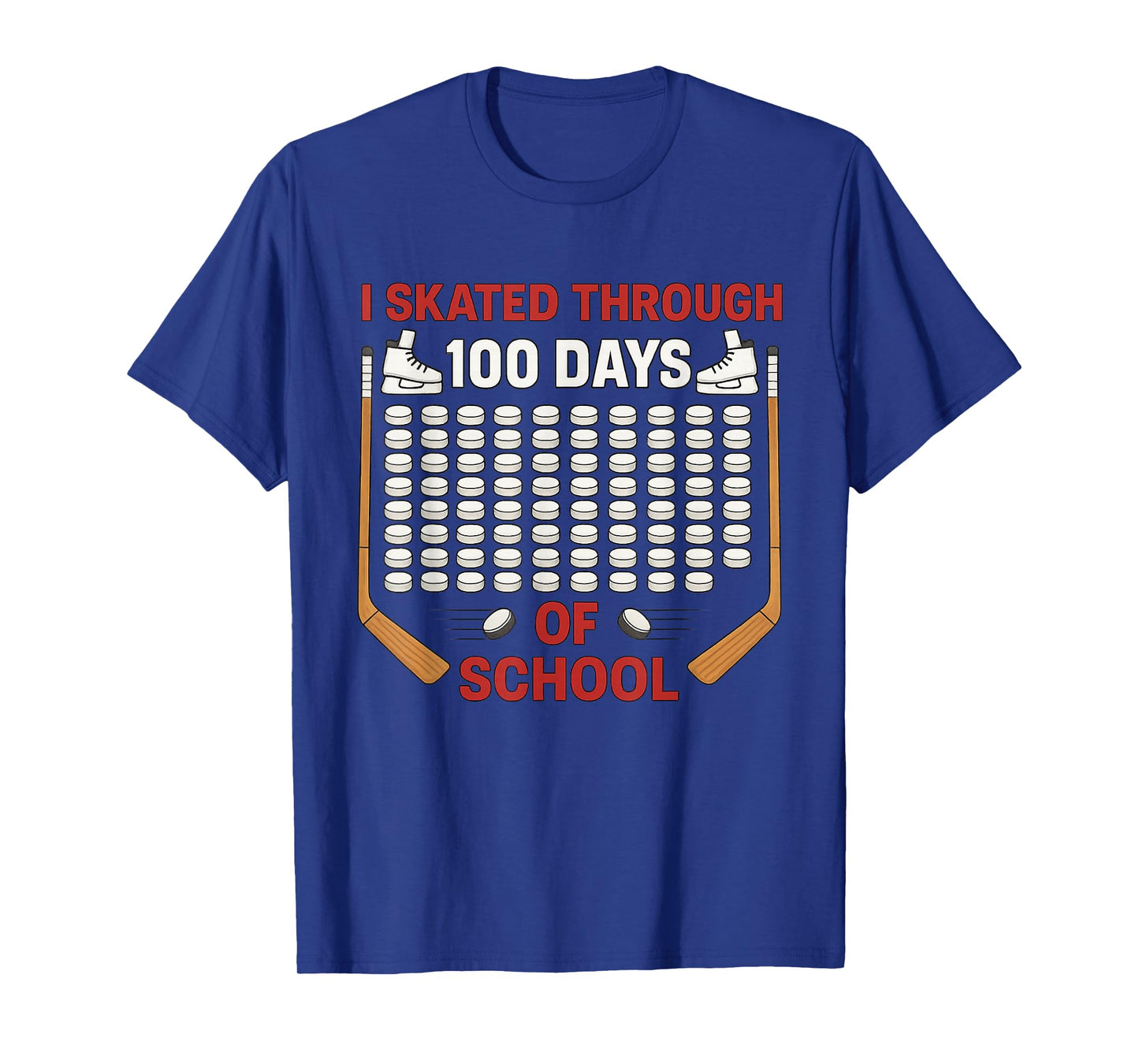 I Skated Through 100 Days of School Ice Hockey Fan 100th Day T-Shirt