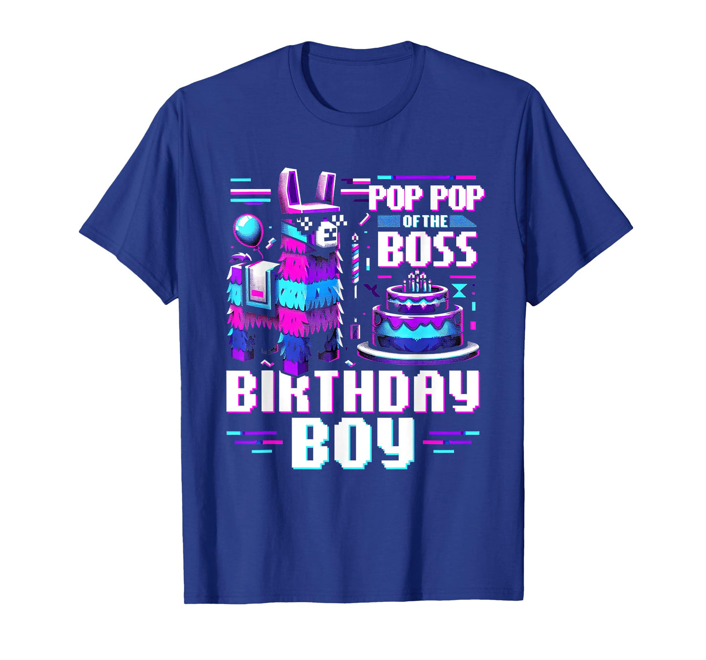 Pop Pop Of The Boss Llama Birthday Boy Gift For Gamers T-Shirt