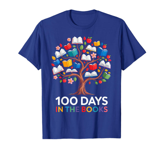 100 Days in The Books Reading Teacher 100th Day of School T-Shirt