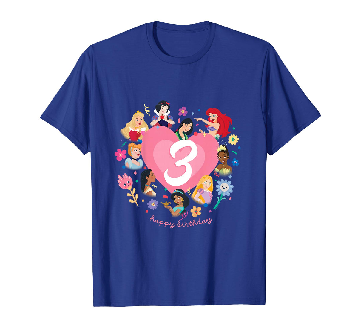 Disney Princess Heart 3 Years Old Happy Third Birthday T-Shirt