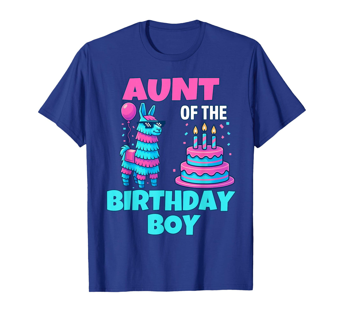 aunt of Birthday Boy Llama Pinata Party family mathing women T-Shirt