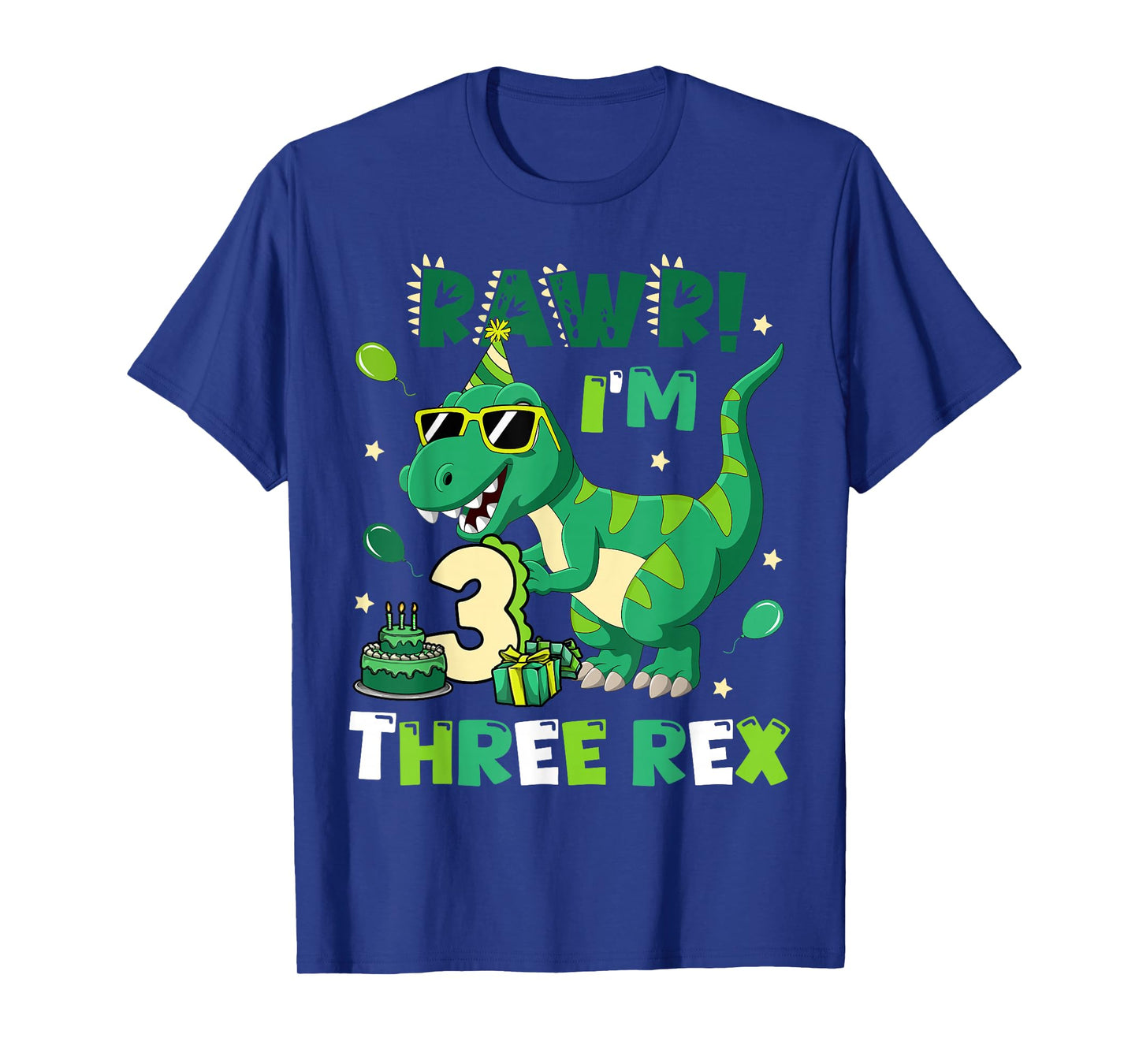 Kids Three Rex Birthday Party Outfit Dinosaur 3 Year Old Boy T-Shirt
