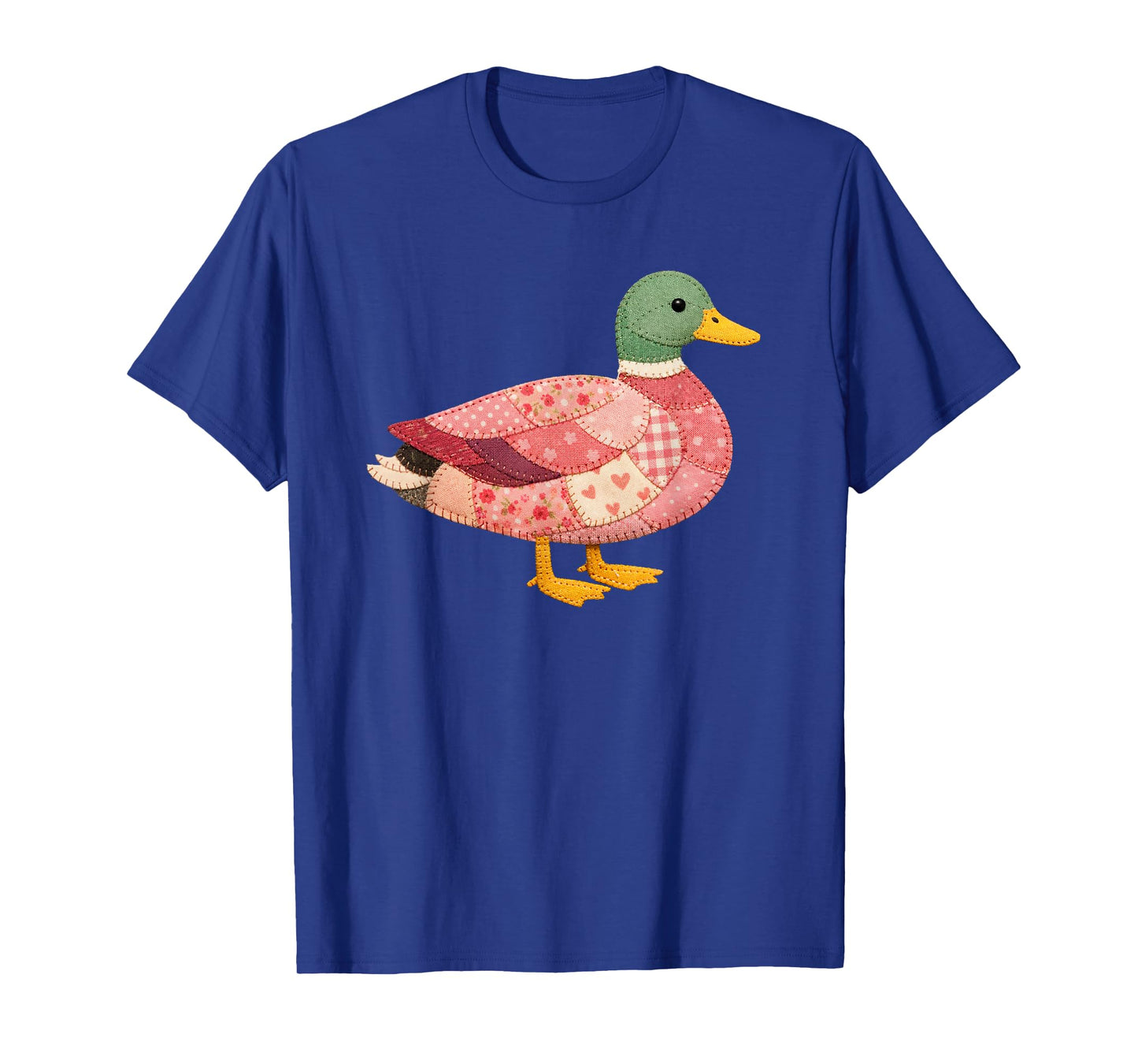 Mallard Duck Floral Patchwork Grandma Core Granny Quilted T-Shirt