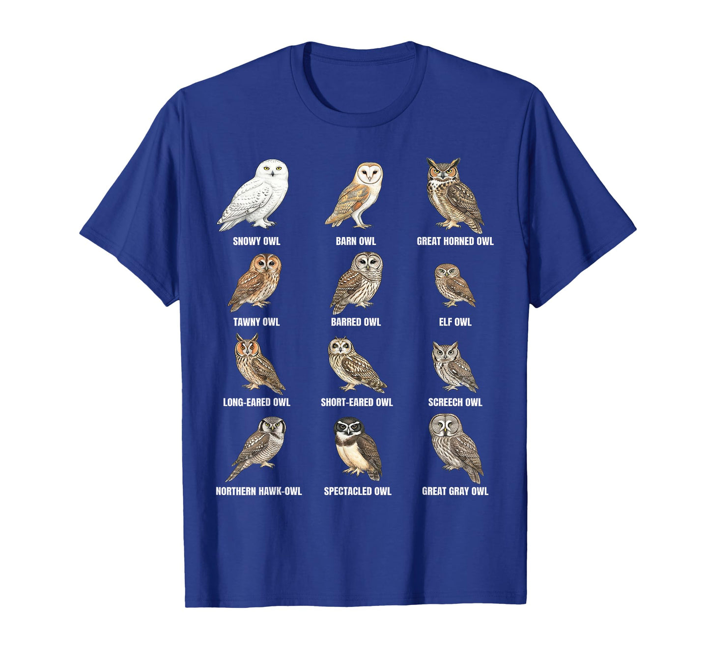 Types of Owls – Owl Species Identification Chart T-Shirt