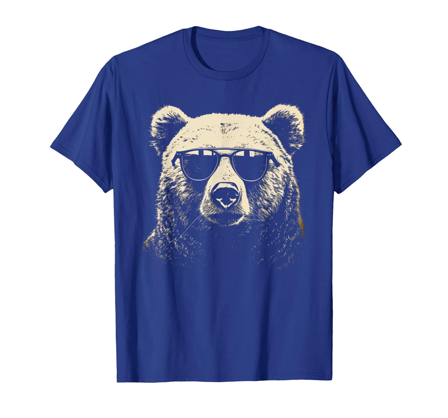 Funny Grizzly Bear Stencil With Sunglasses Punk Rock Art T-Shirt