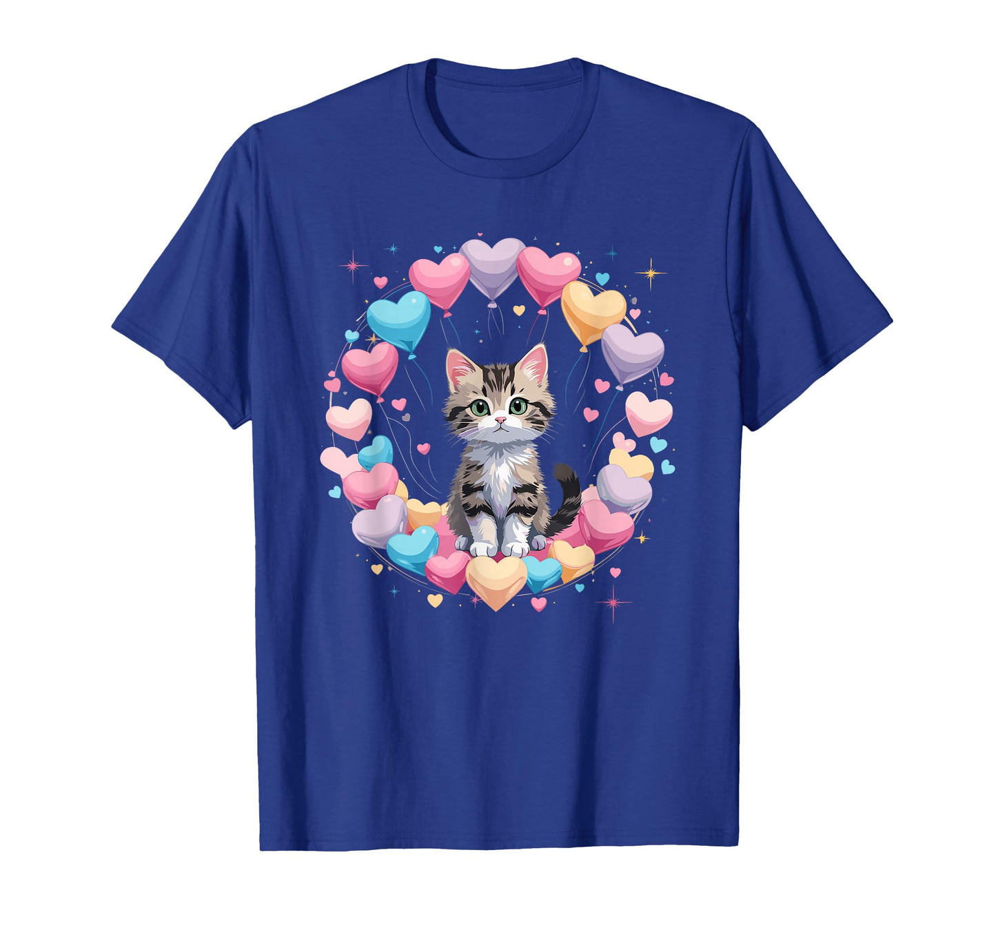 Valentines Day Cute Kitten with Heart Balloons T-Shirt