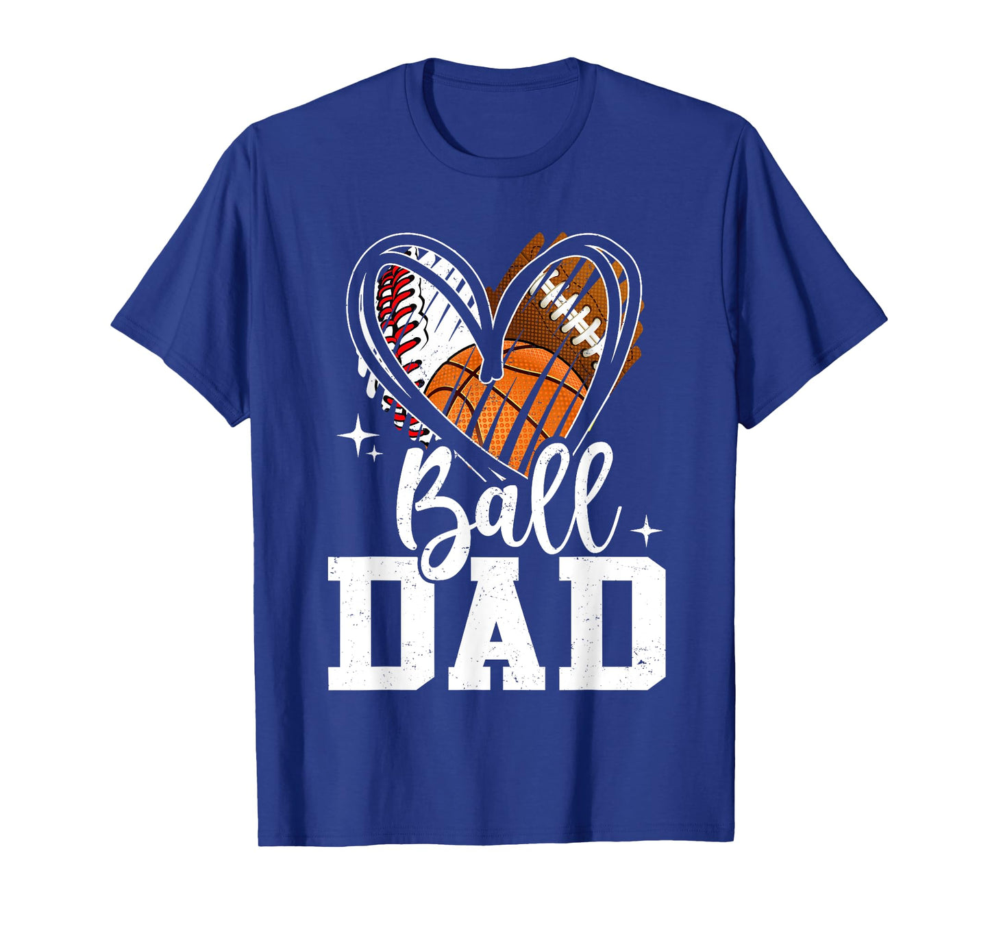 Ball Dad Baseball Football Basketball Heart T-Shirt