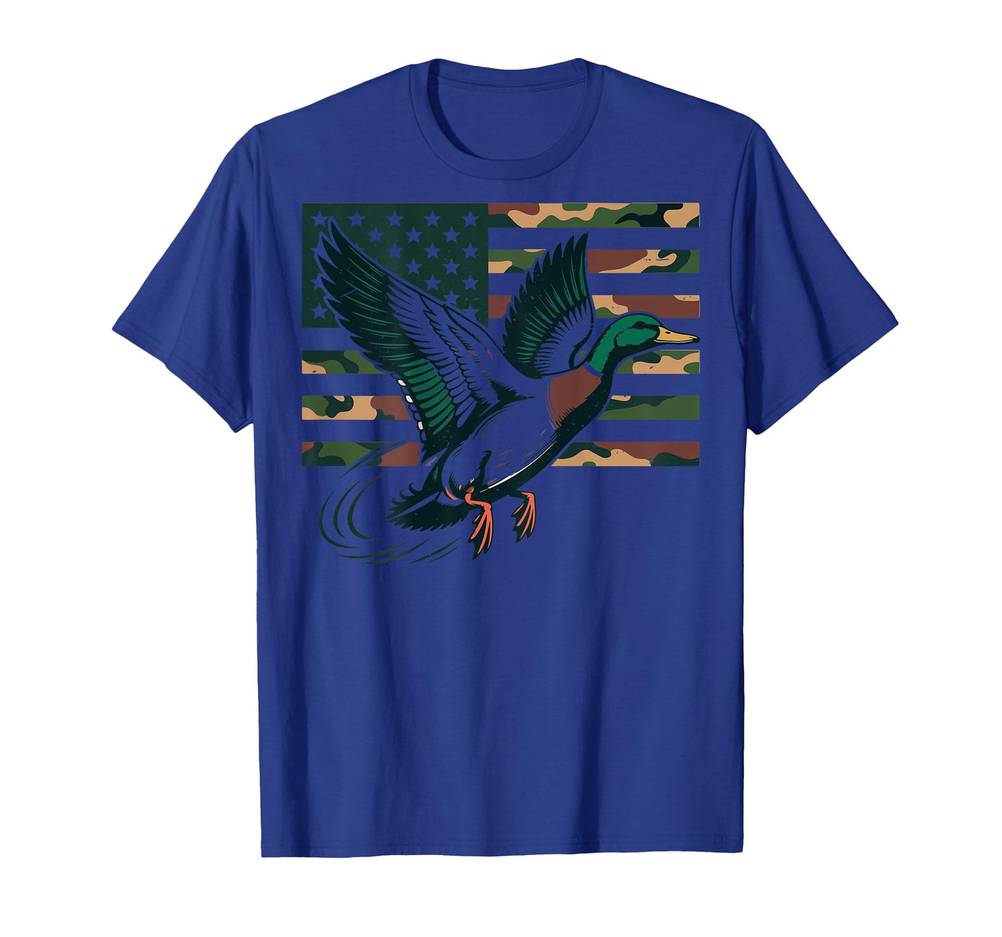 Youth Camo Mallard Duck Hunting Camouflage American Flag Kid T-Shirt