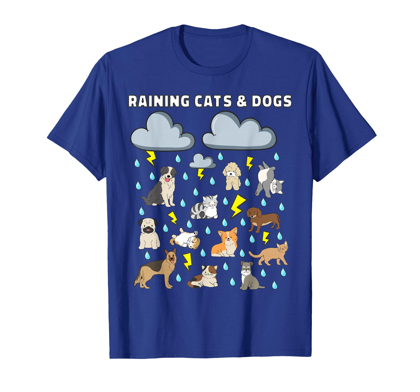 Funny English Idiom Raining Cats and Dogs Puppies Kitten T-Shirt