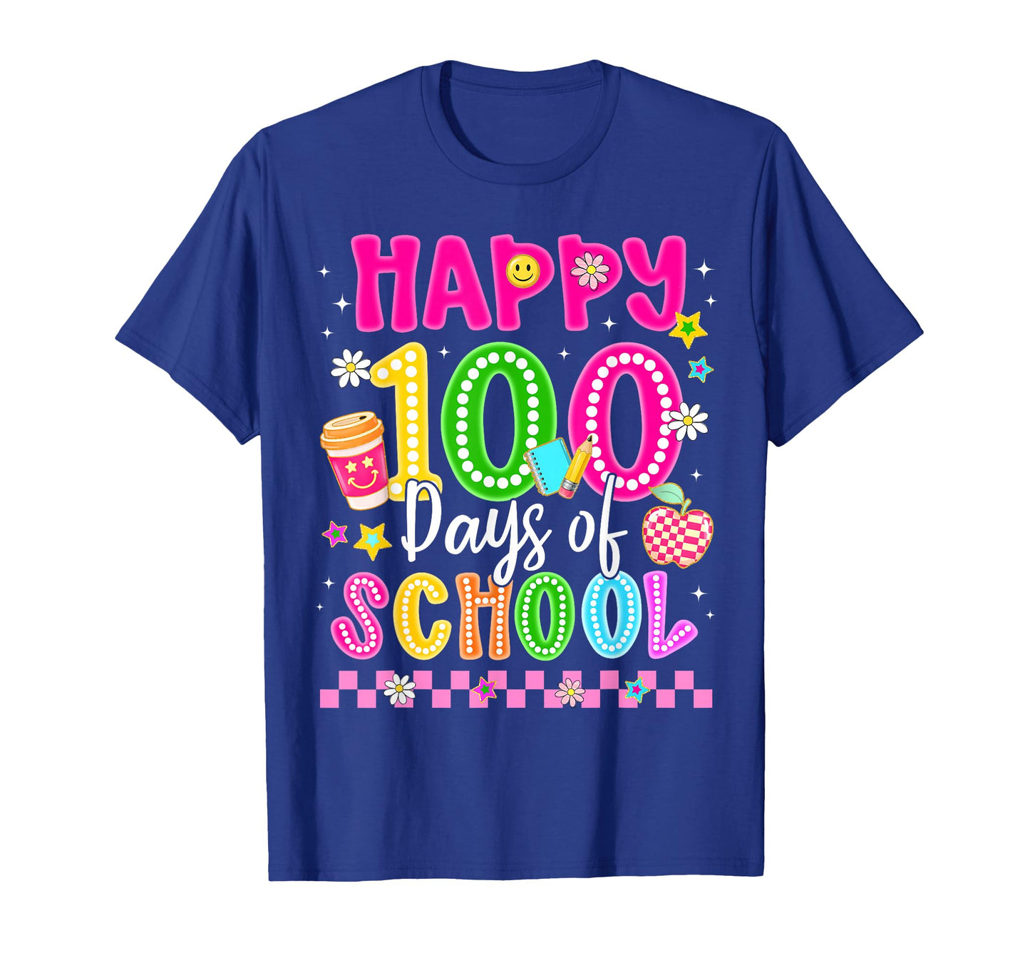 Happy 100 Days of School Coffee Apple Smile Coffee Teacher T-Shirt