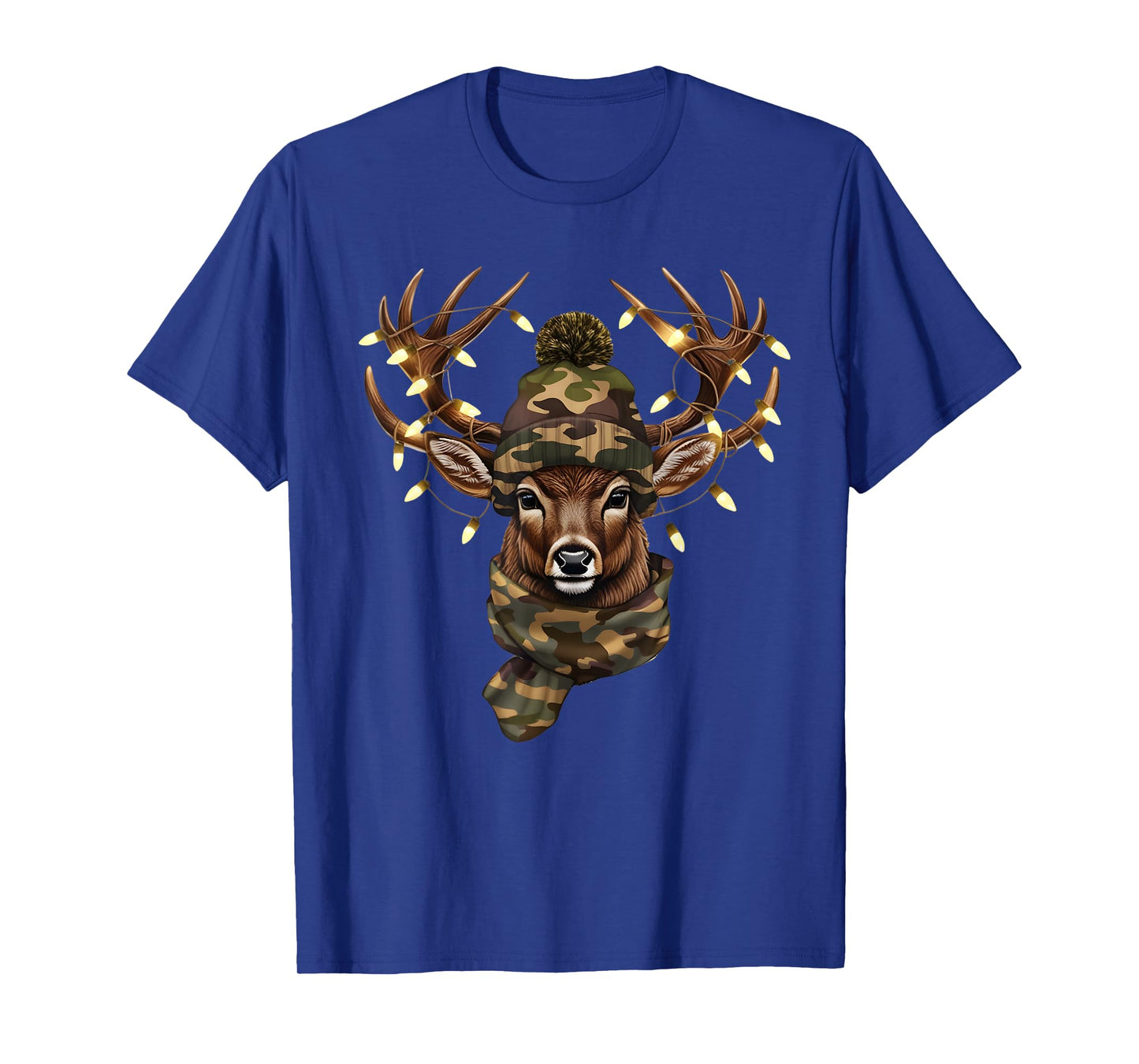 Christmas Camo Deer Hunting Reindeer Deer Xmas Lights T-Shirt