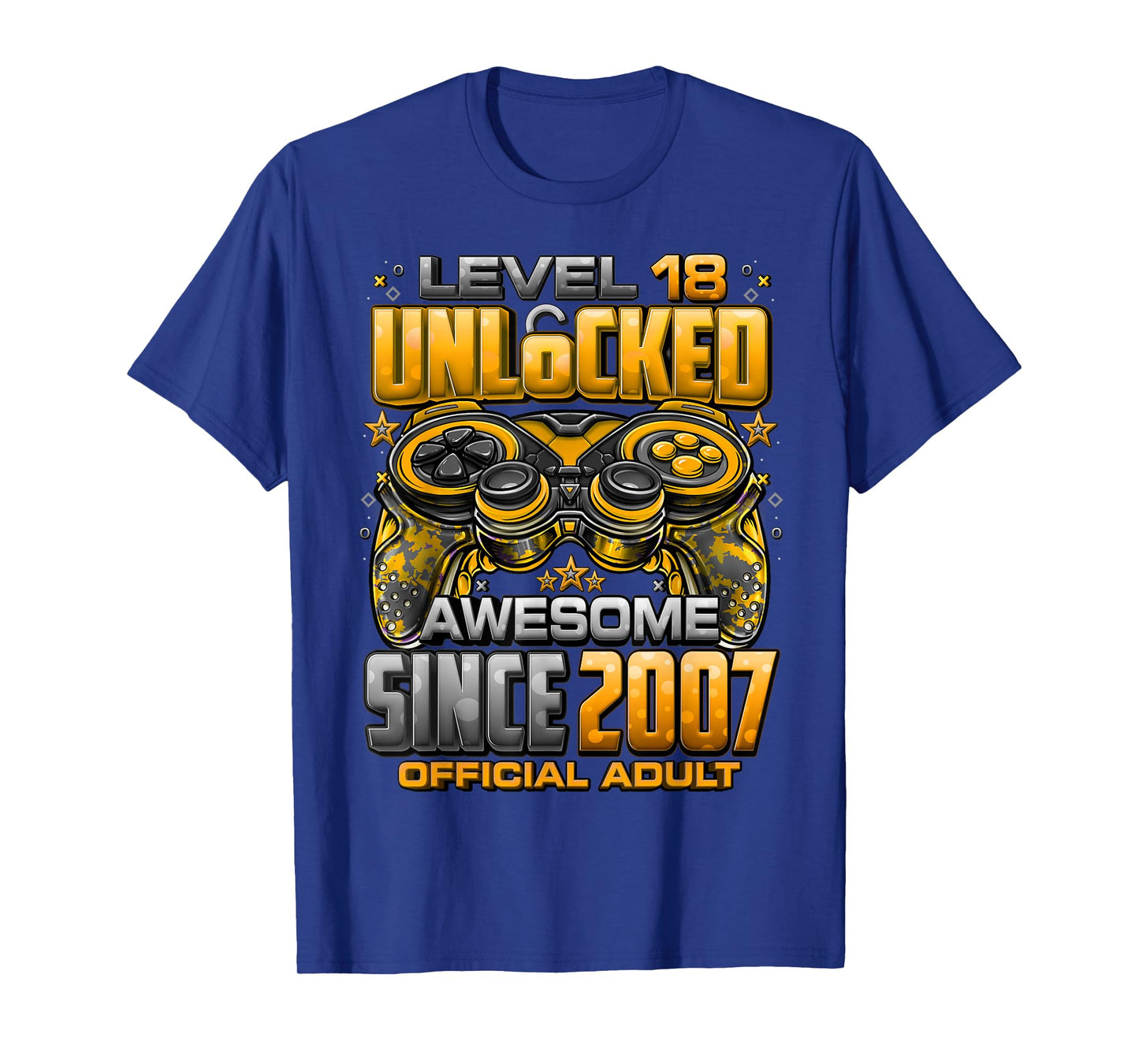Level 18 Unlocked Awesome Since 2007 18th Birthday Gaming T-Shirt