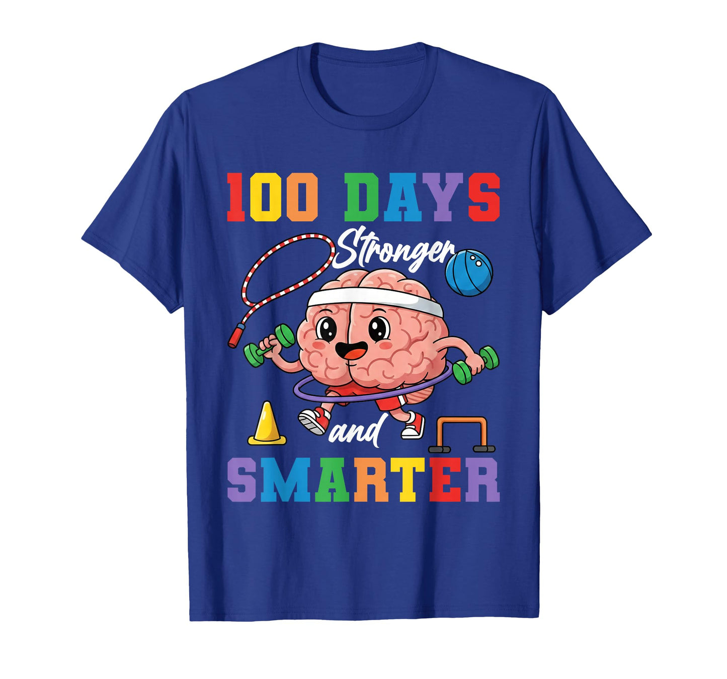 100 Days Stronger and Smarter PE Teacher 100 Days of School T-Shirt