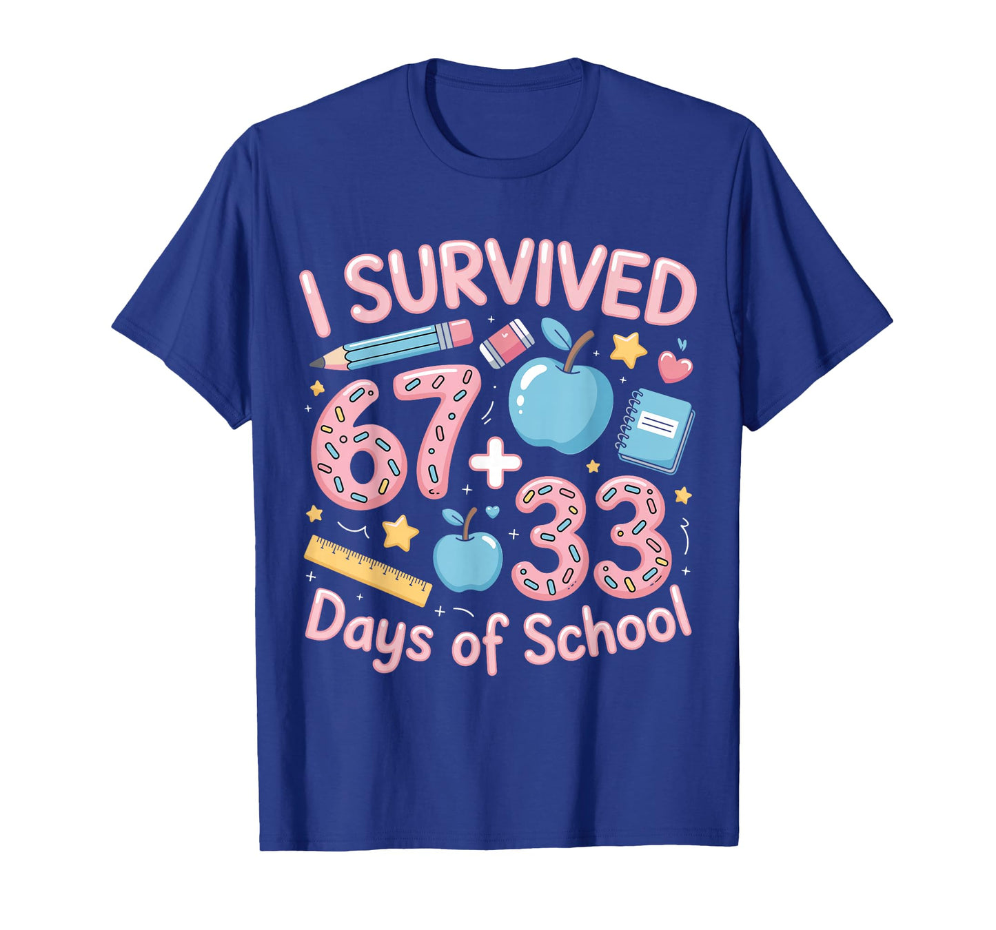 I Survived 67 Plus 33 Days of School for Kids Funny 6 7 Meme T-Shirt