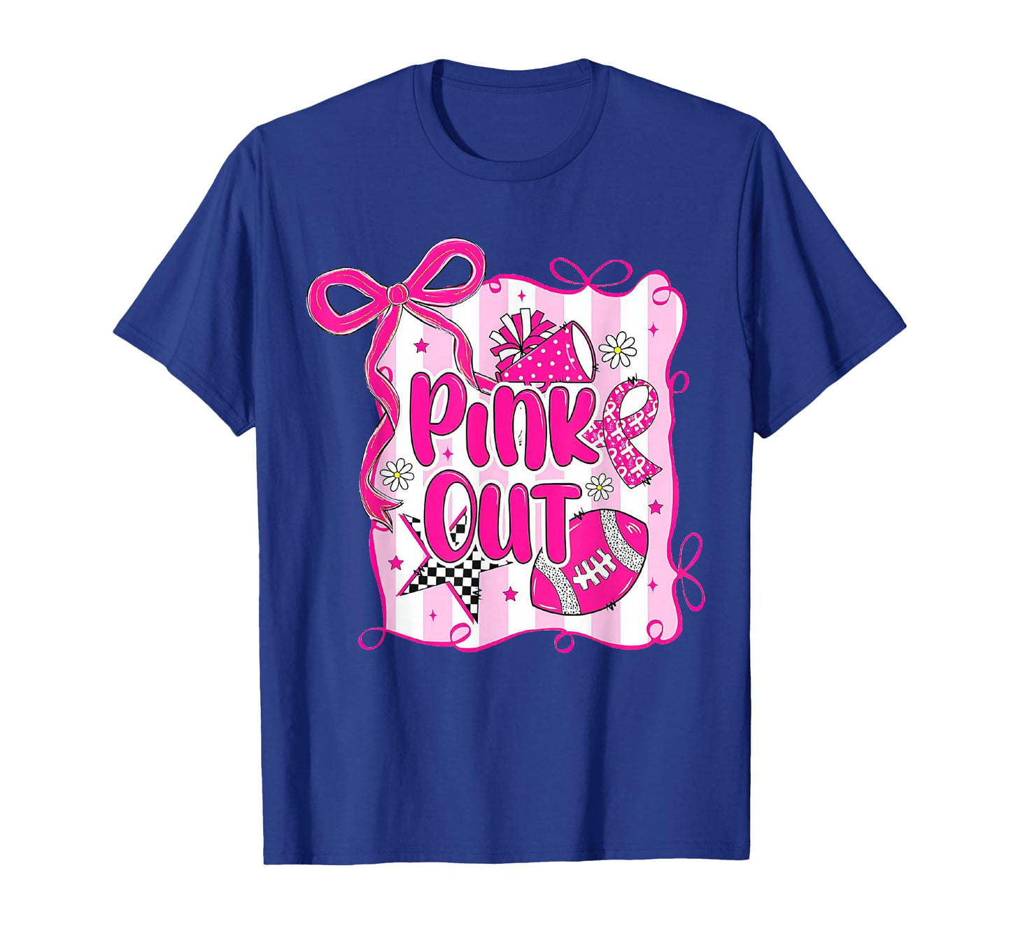 Football Pink Out Team Breast Cancer Awareness Month Womens T-Shirt