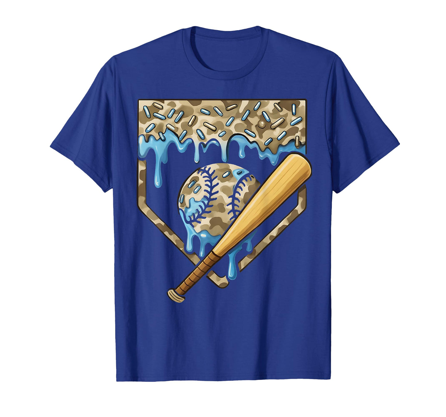 Baseball Drip Camo Baseball Home Plate Bat Boys Sports T-Shirt