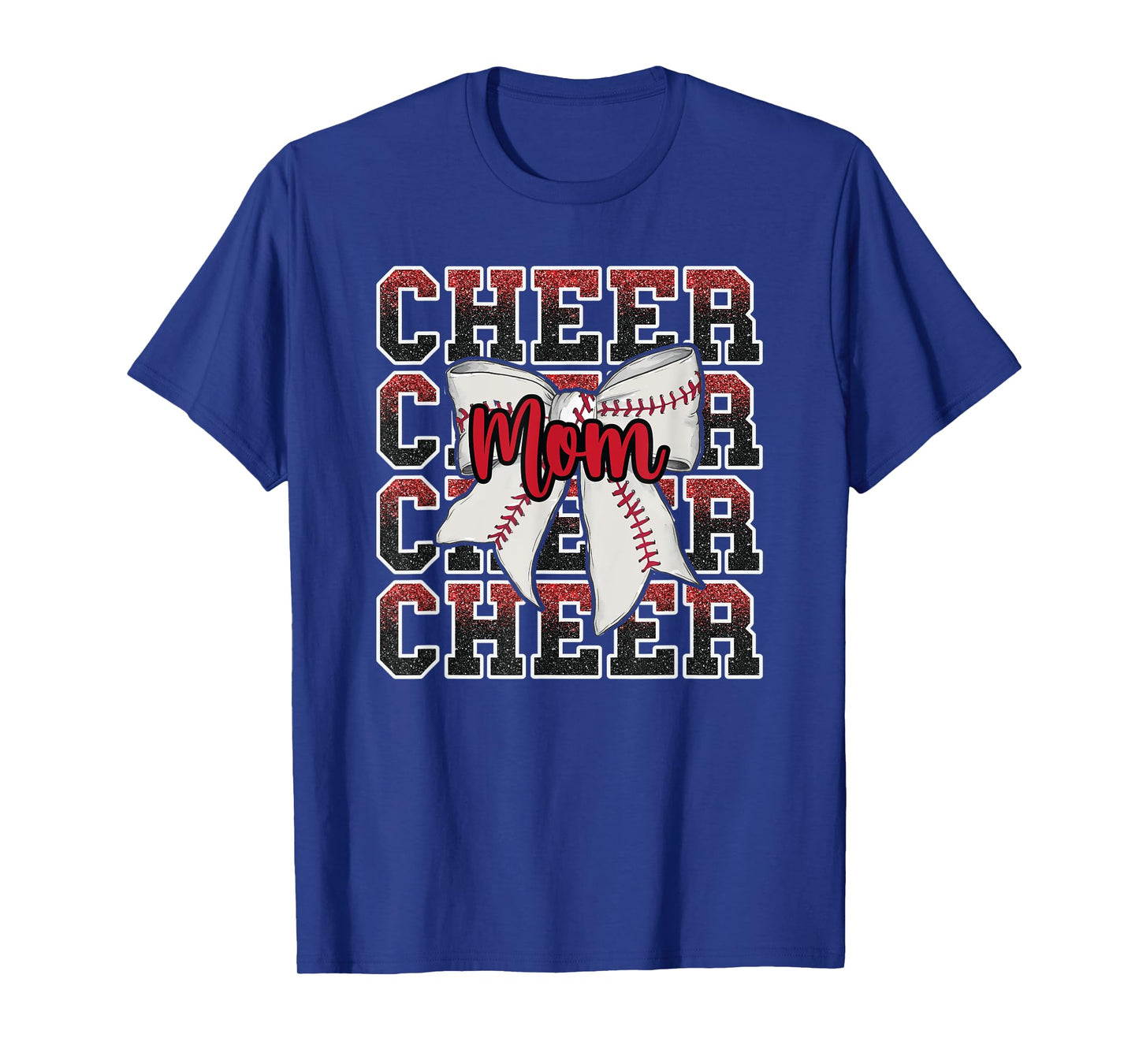 Proud Cheer Mom Coquette Bow Sport Baseball Softball Red T-Shirt