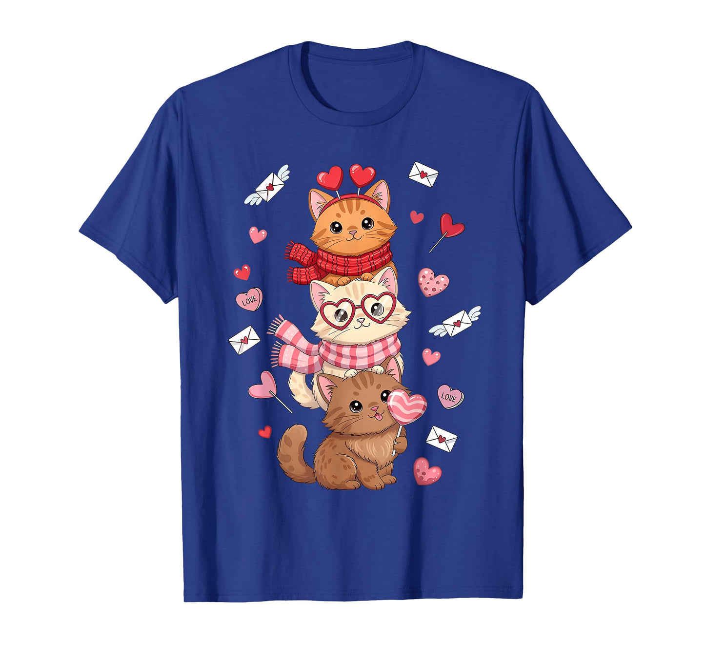 Valentine Cute Cats Lover Hearts Love Letters Girls Kids T-Shirt