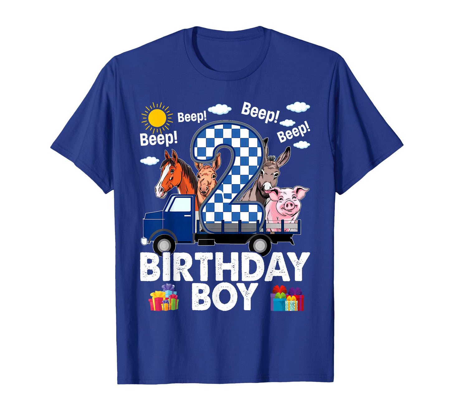 2nd Birthday Boy Little Blue Truck Two Year Old Birthday T-Shirt