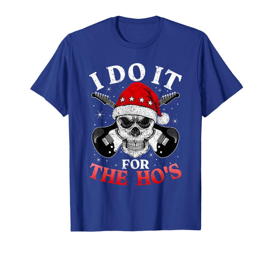 Skeleton Santa Rocker Inappropriate Funny Guitar Guitarist T-Shirt