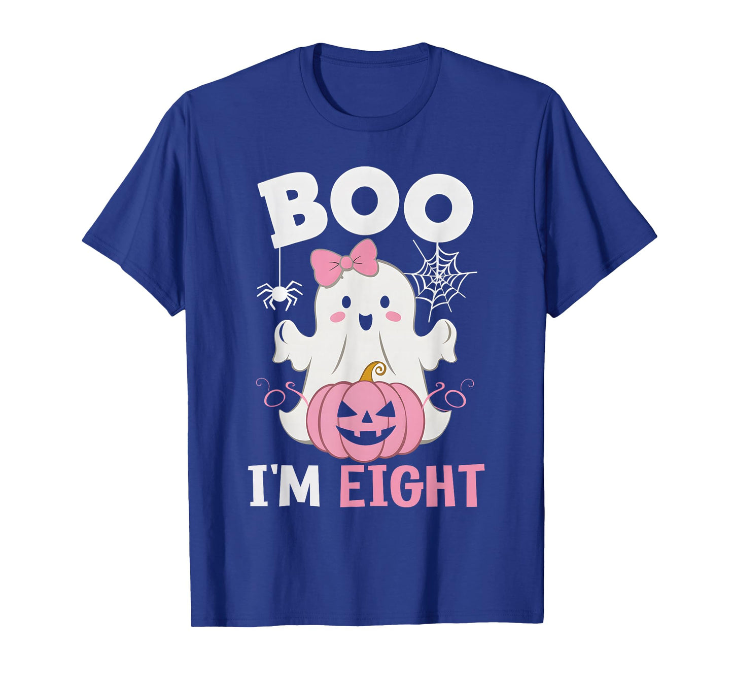 Ghost Boo I'm Eight Year 8th Birthday Girls Halloween Groovy T-Shirt