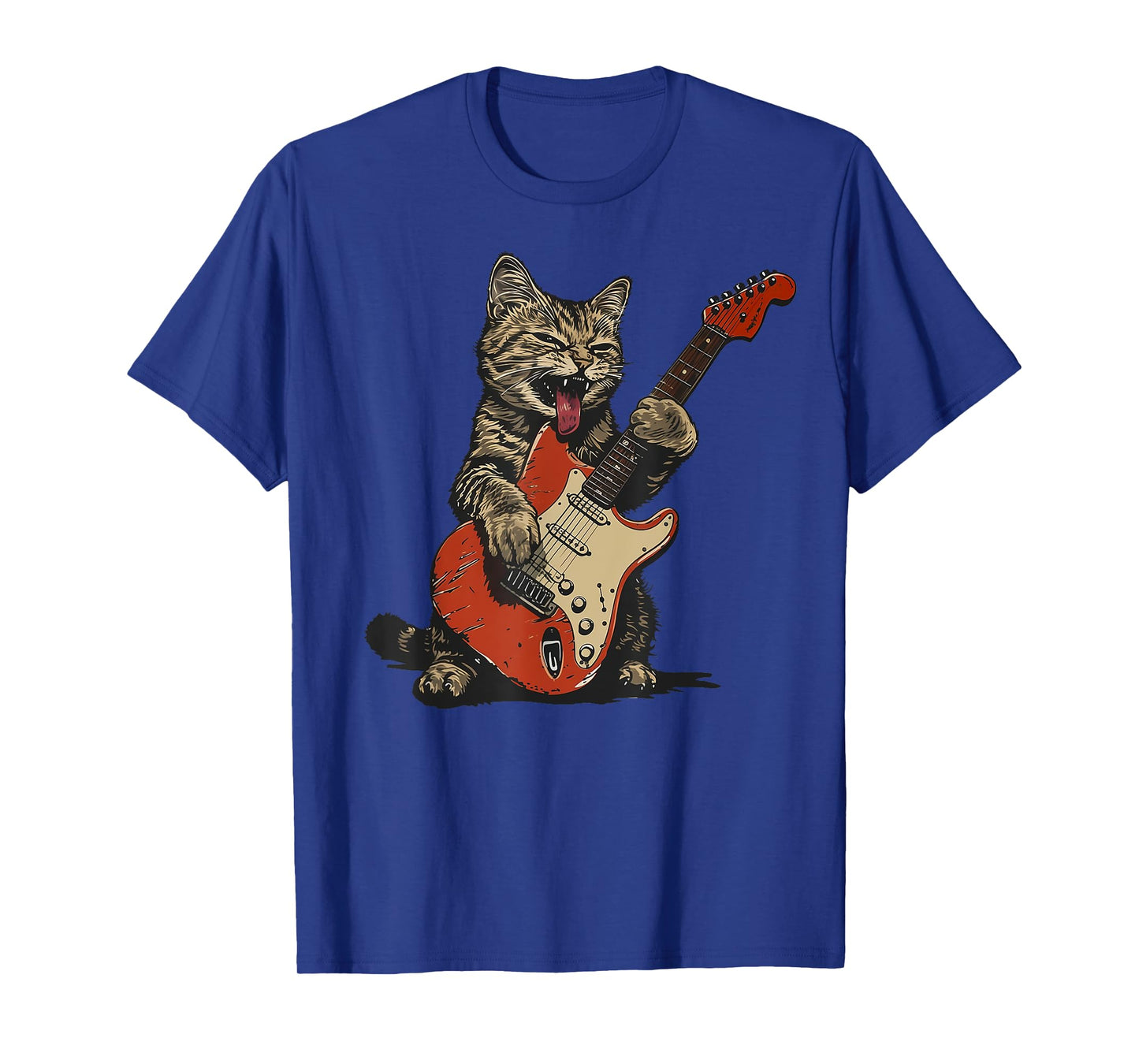 Rock and Roll Guitar Cat Vintage ROCK Guitarist Cat Men Women Girls Kids T-Shirt