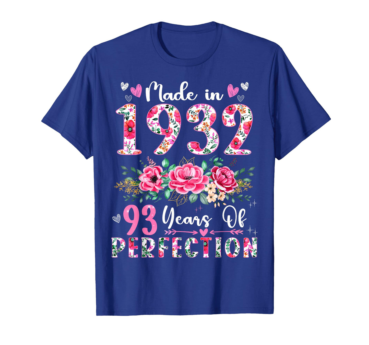 93 Year Old Made In 1932 Floral 93th Birthday Women T-Shirt