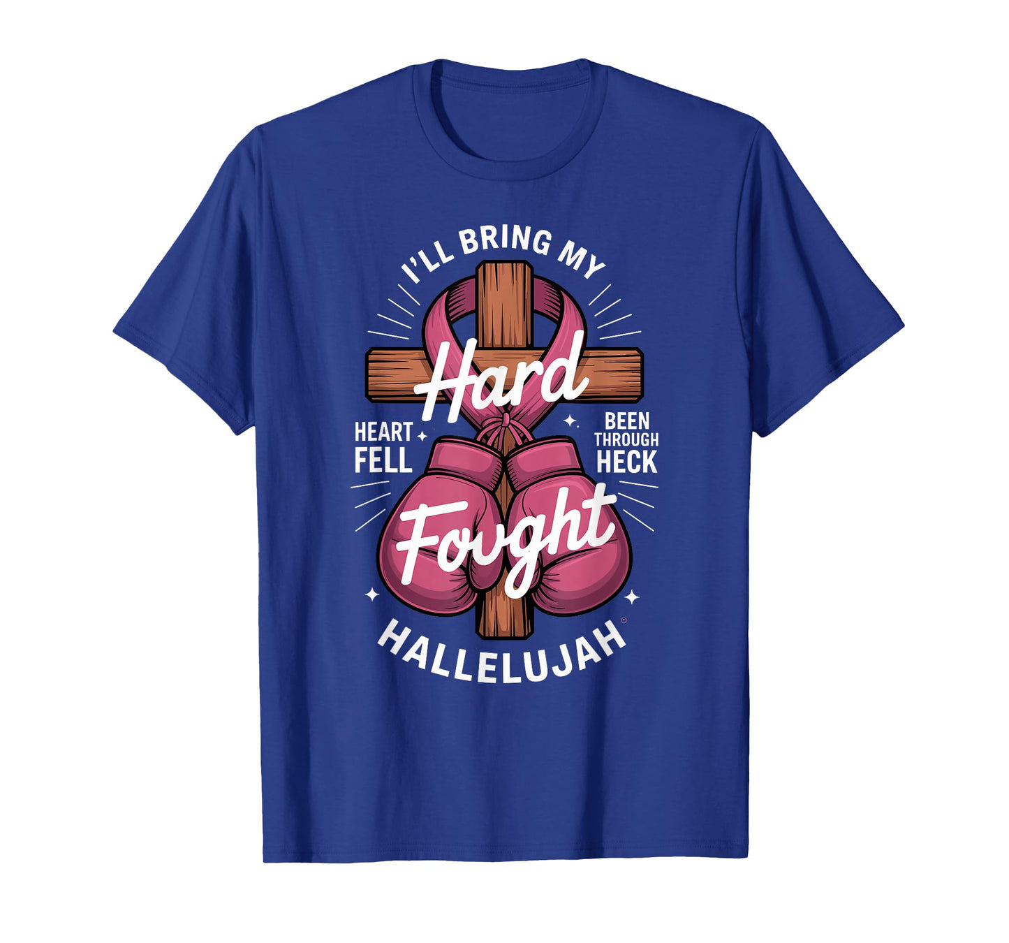 Boxing Cross Prayer Breast Cancer Awareness Christian T-Shirt
