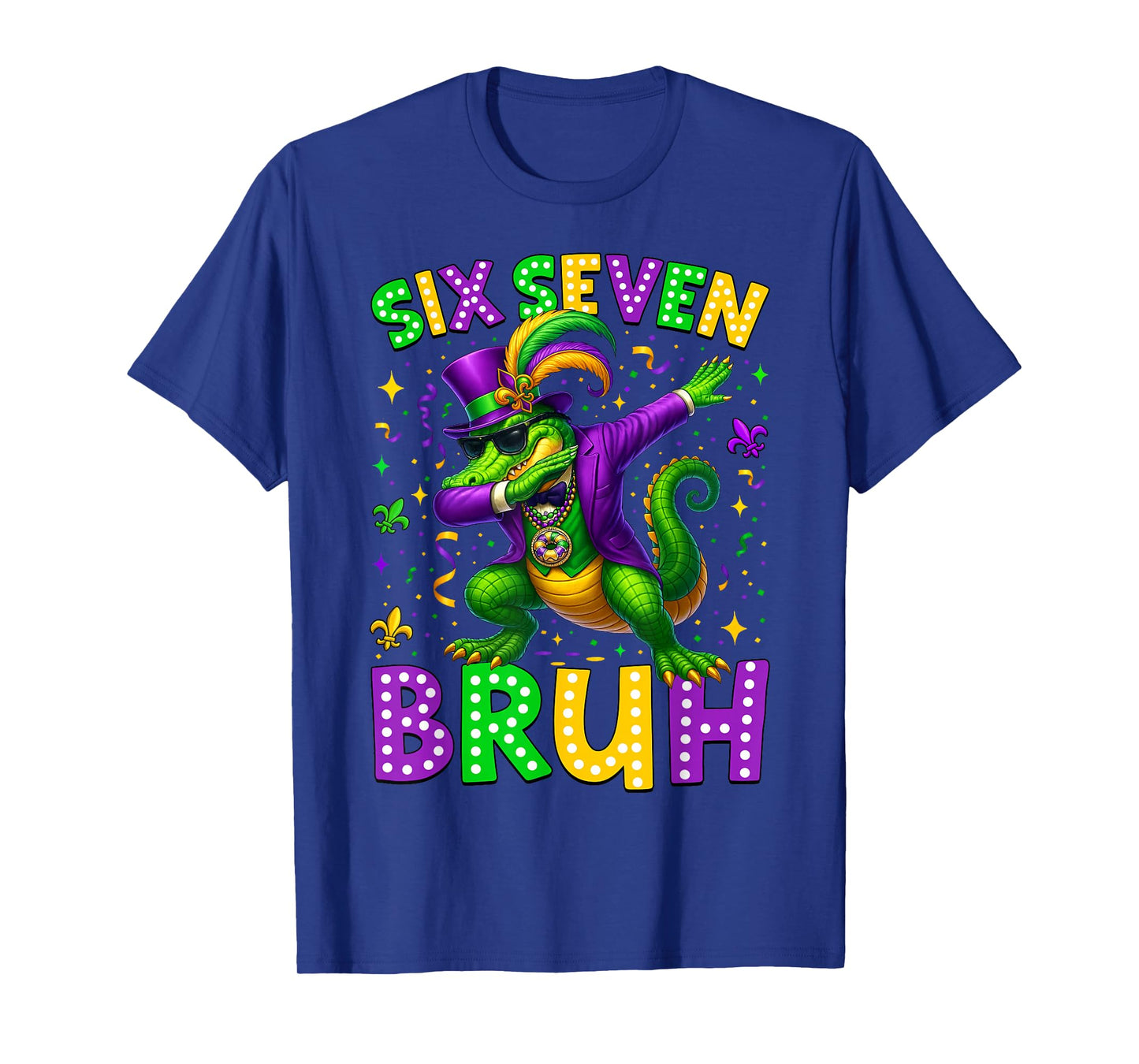 Mardi Gras Six Seven Bruh Dabbing Mardigator Alligator 67 T-Shirt