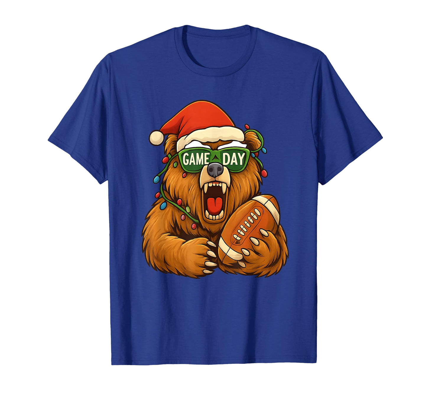 Funny Football Bear Christmas Game Day Shirt Vintage Fans T-Shirt