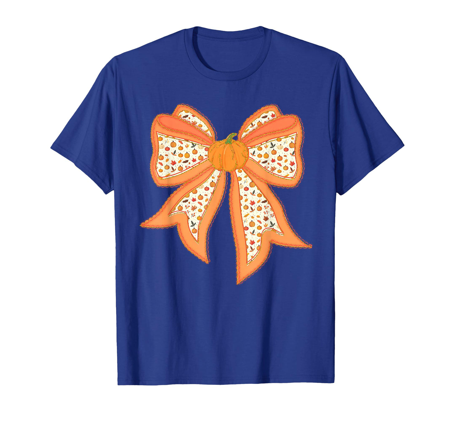 Coquette Bow Pumpkin Thanksgiving Autumn Fall Y'all Leaves T-Shirt