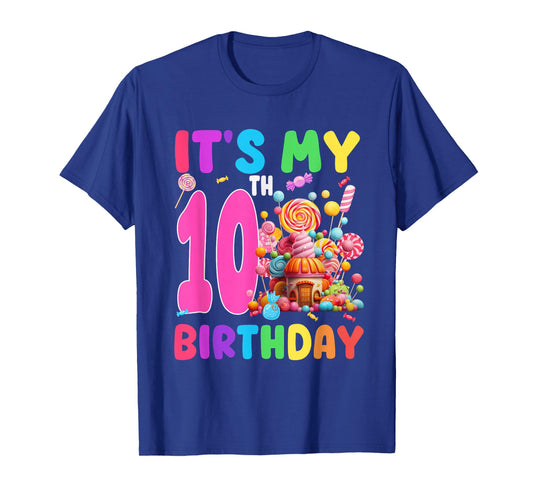 10 Year Old Girl Sweet Candy Theme It's My 10th Birthday T-Shirt