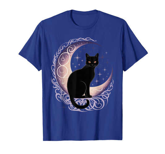 Black Cat Moon Satanism Demonic Devil Witchcraft Goth Occult T-Shirt