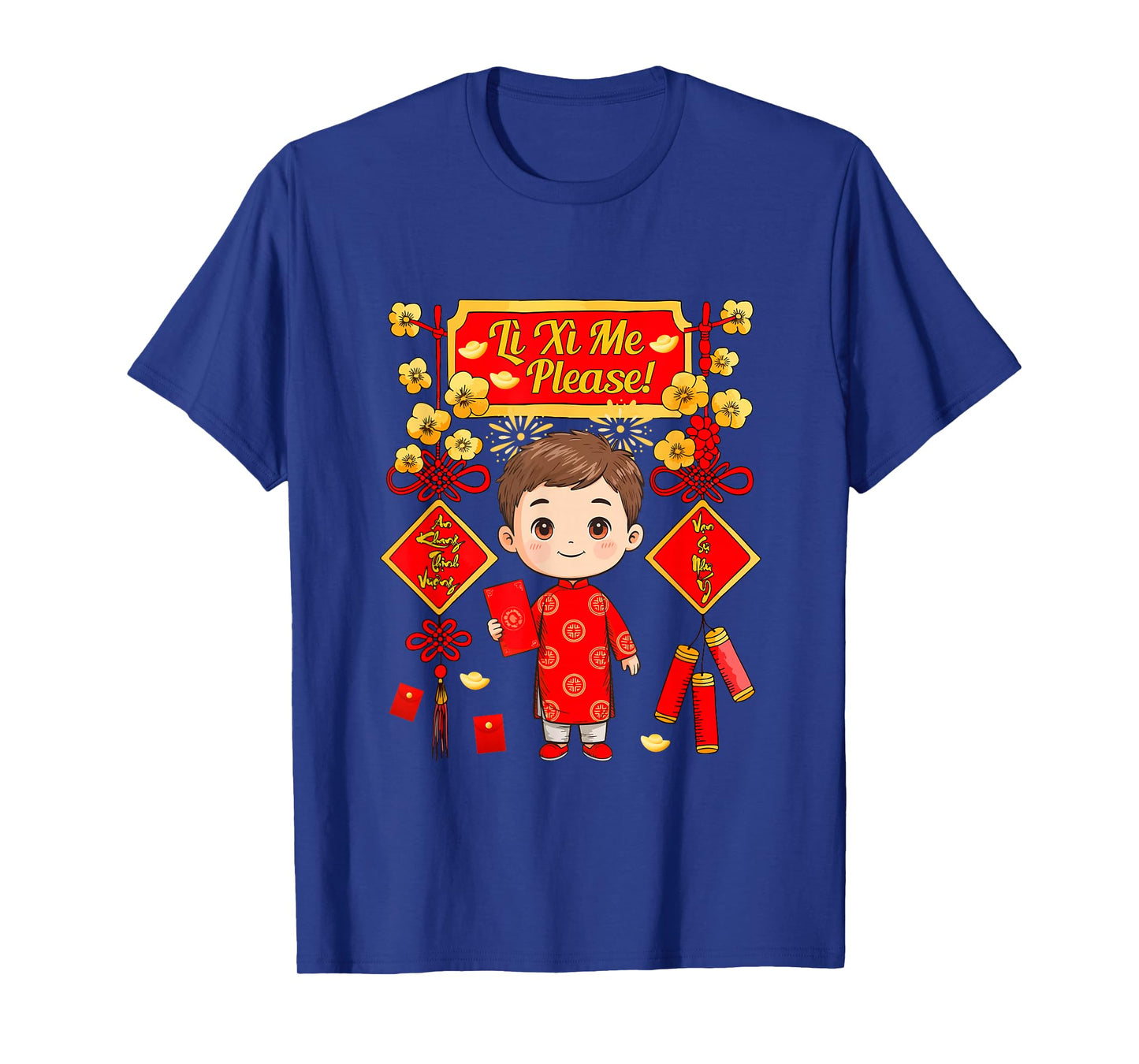 Li Xi Me Please Vietnamese Lunar New Year Kid Boy Ao Dai T-Shirt
