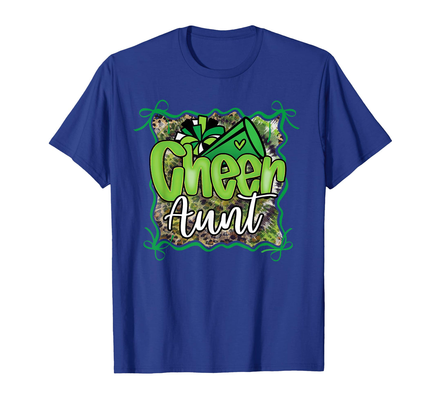 Cheer Aunt Auntie Bow Sport Cheerleader Cheerleading Green T-Shirt