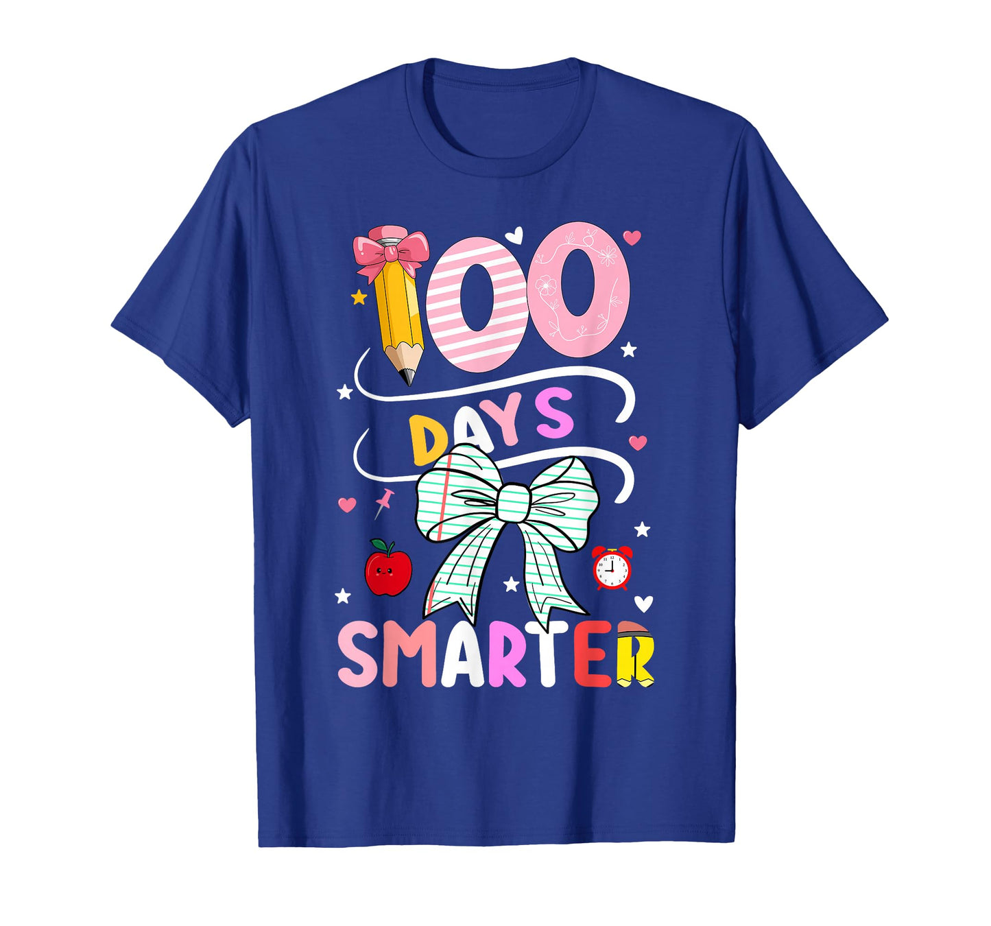 100 Days of School 100 Days Smarter Coquette Bow Girls Women T-Shirt