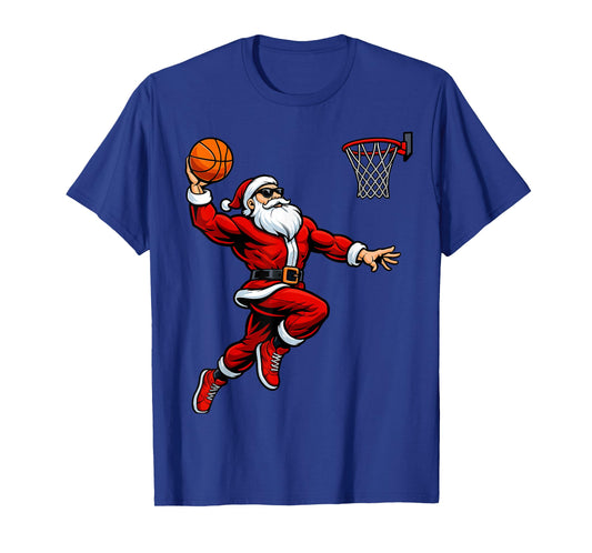 Santa Playing Basketball Xmas Funny Christmas Basketball T-Shirt